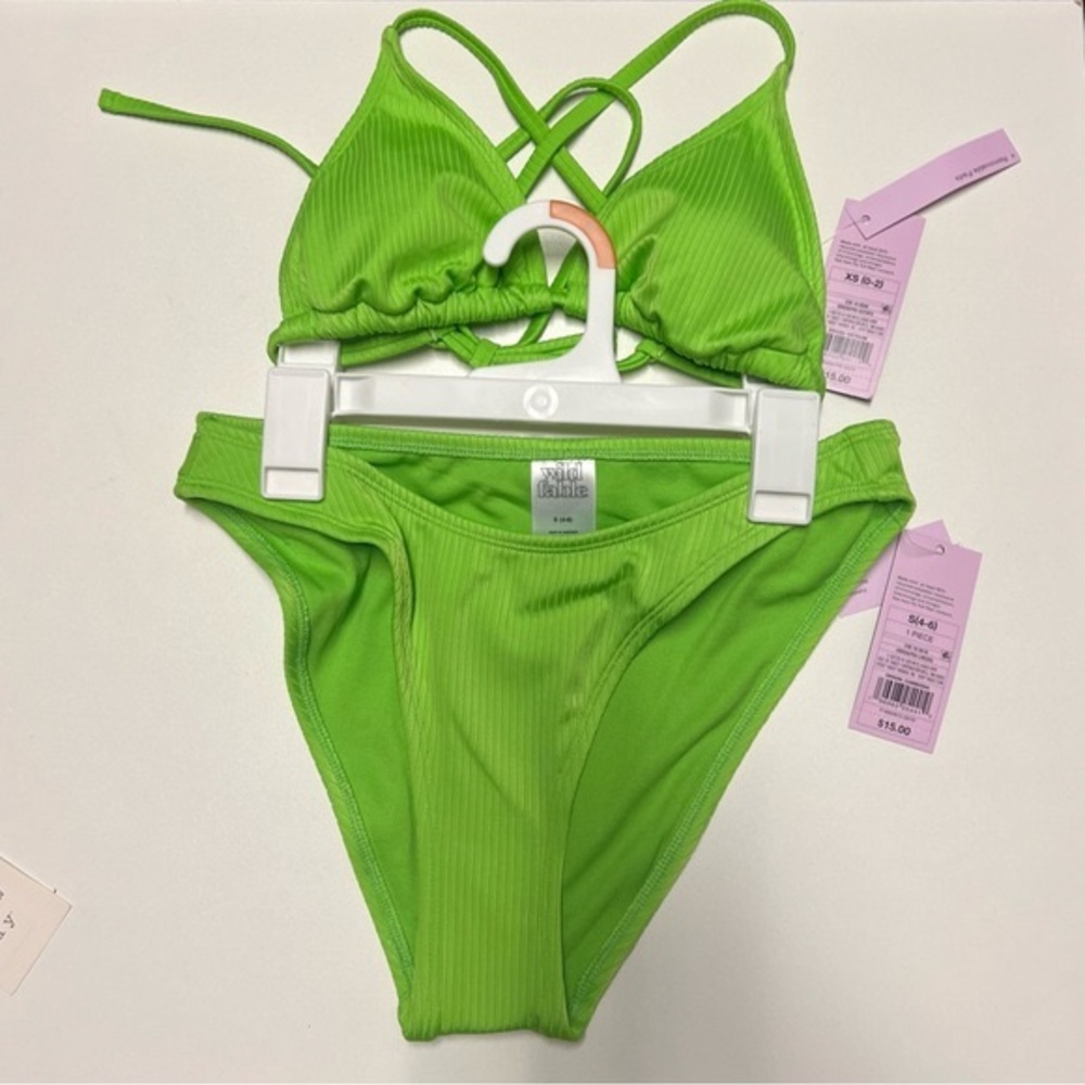 Target Wild Fable Lime Green 2 Piece  Swim Set - Bottoms size S - Top size XS